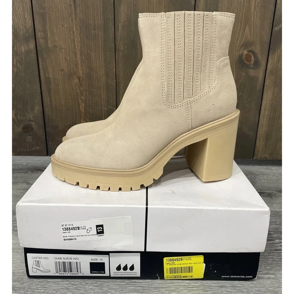 Dolce Vita Caster H2O Dune Suede‎ Leather Boots Waterproof Women's Size 10 New